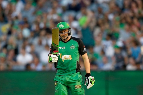 MELBOURNE, AUSTRALIA - JANUARY 21: Luke Wright of the Melbourne Stars raises his bat after scoring 50 runs during the Big Bash League match between the Melbourne Stars and the Sydney Sixers at Melbourne Cricket Ground on January 21, 2017 in Melbourne, Australia. (Photo by Darrian Traynor/Getty Images)